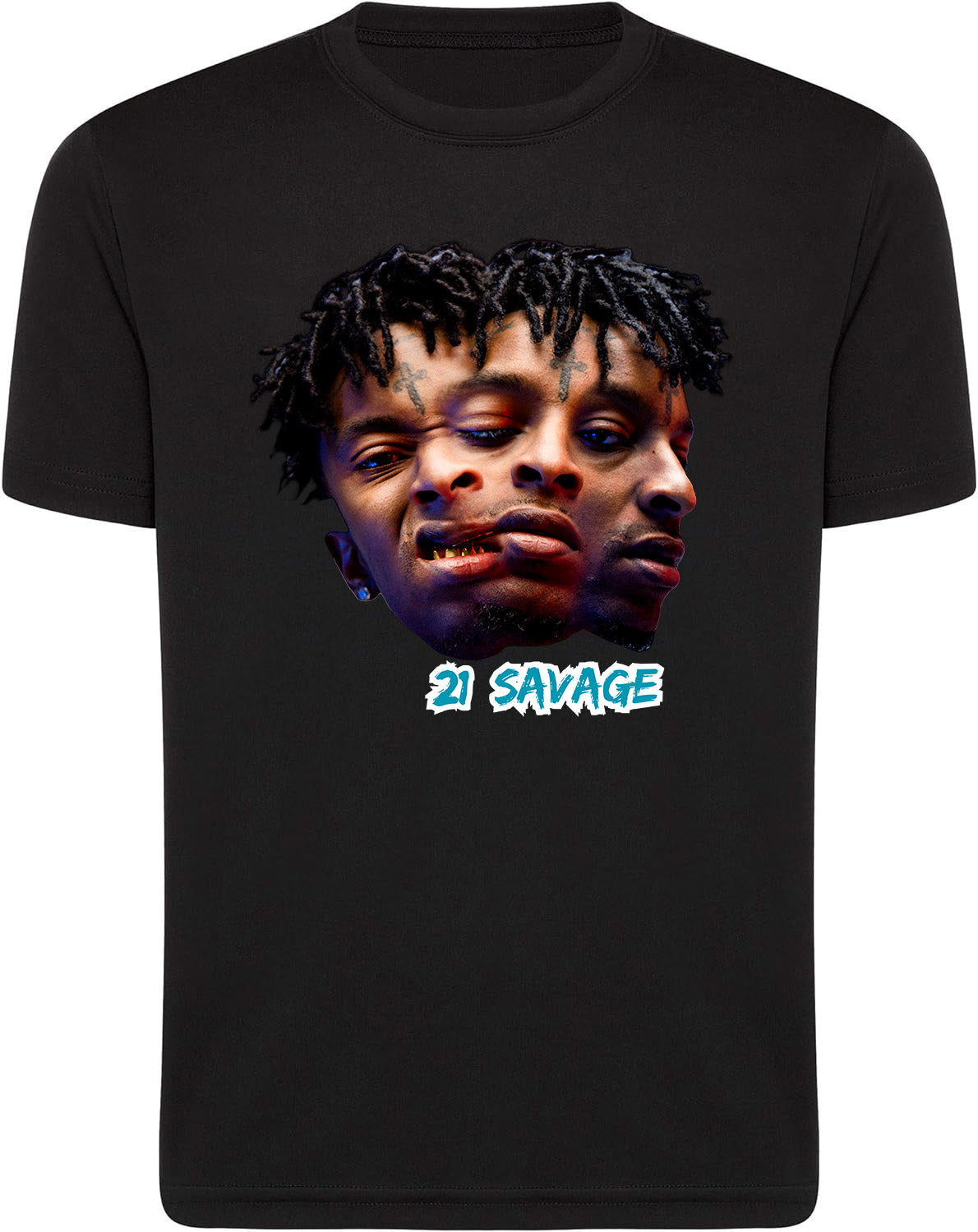 21 Savage Celebrity Big Face Black T-Shirts