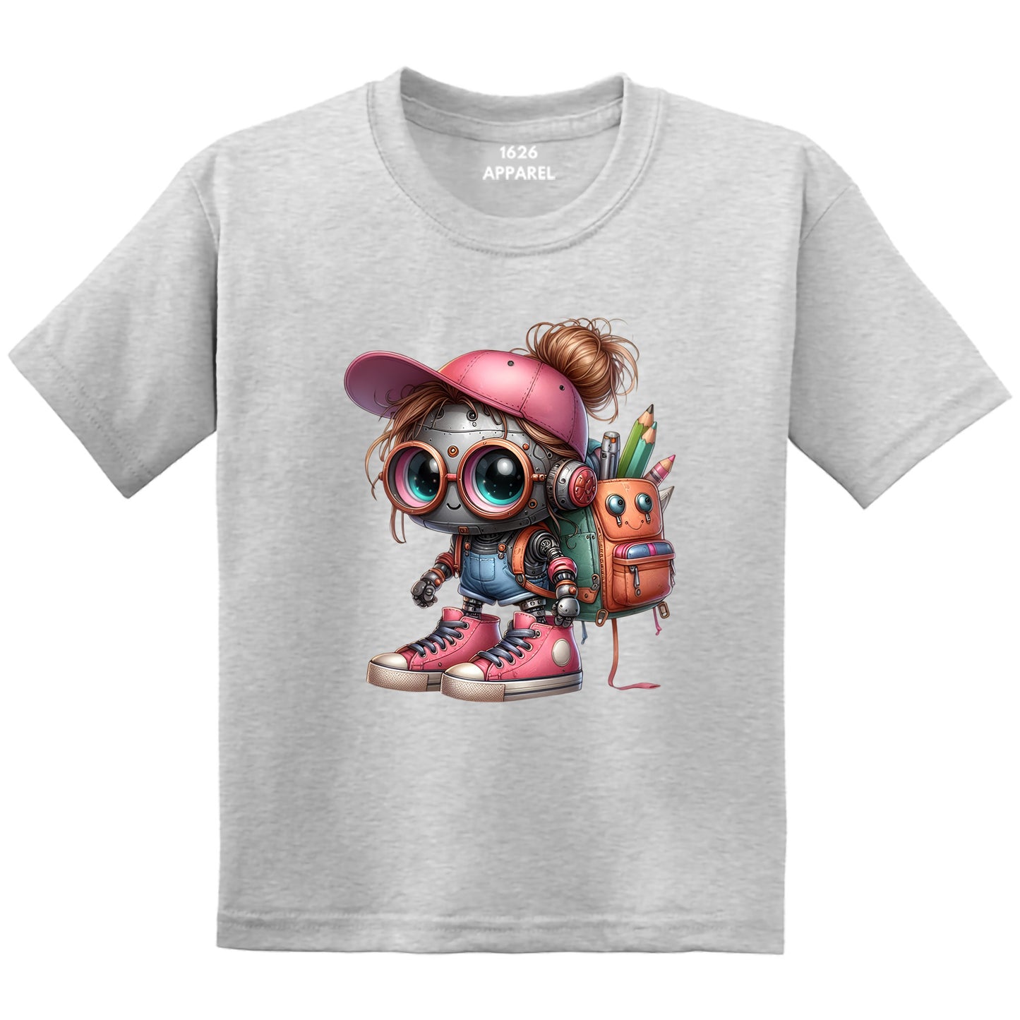 Back To School Female Student Robot Gray T-Shirts