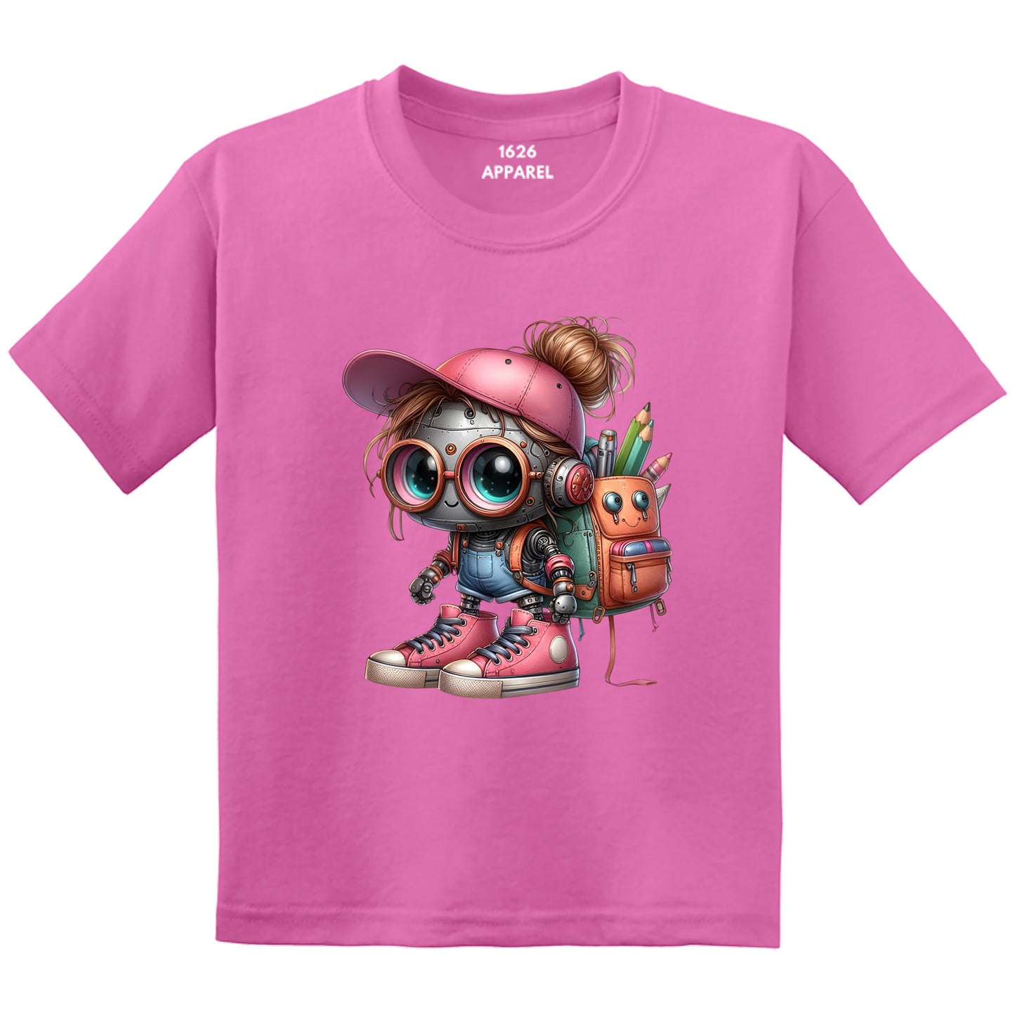 Back To School Female Student Robot Pink T-Shirts