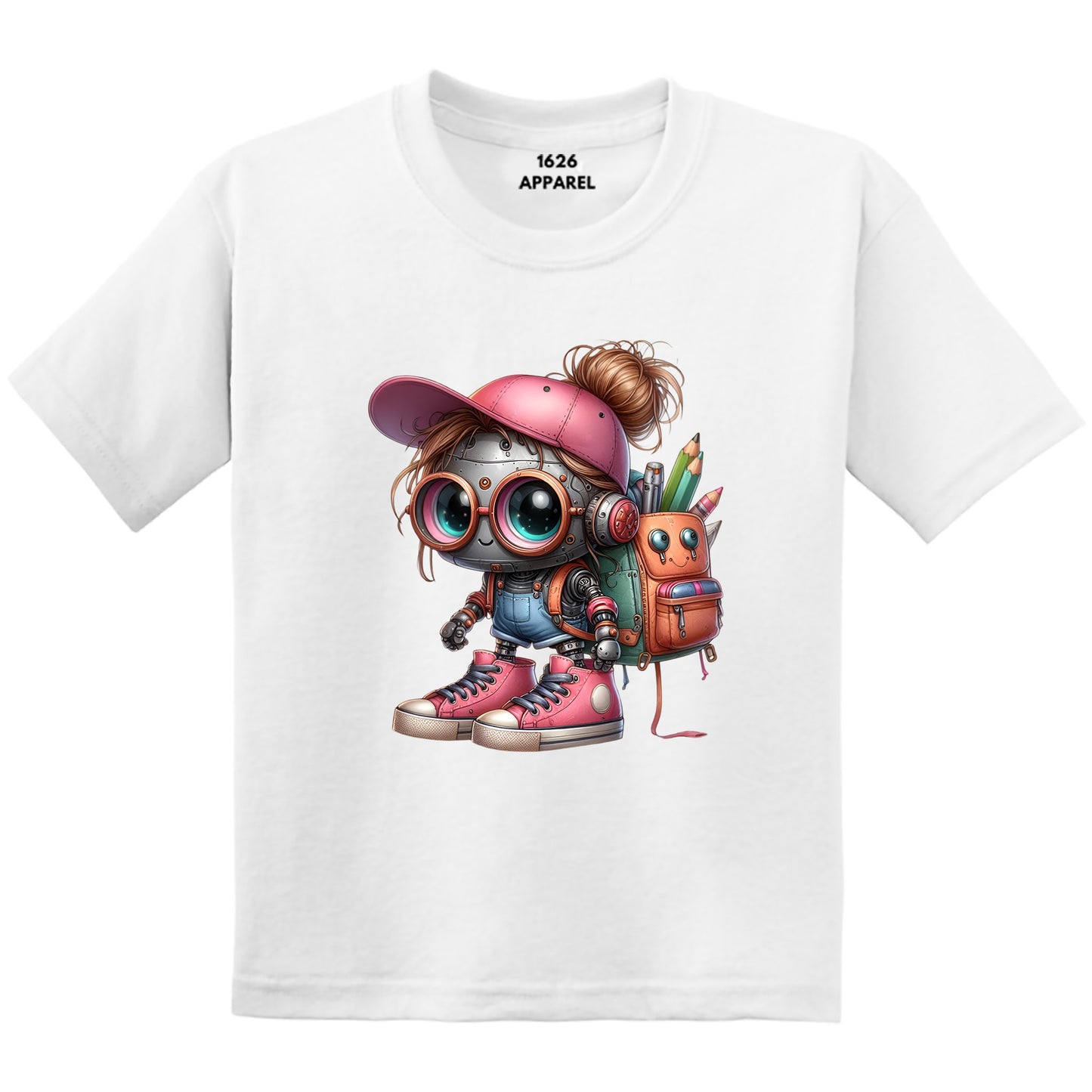 Back To School Female Student Robot White T-Shirts
