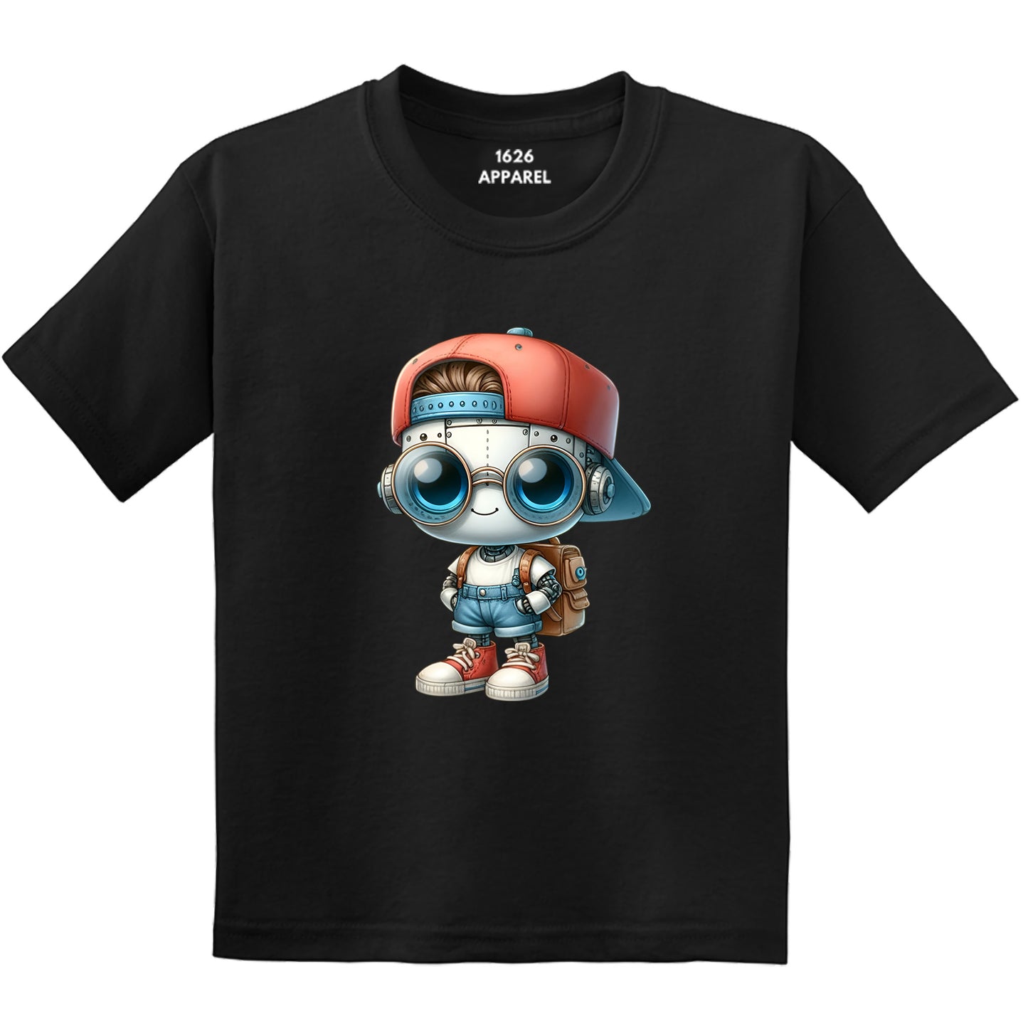 Back To School Male Student Robot Black T-Shirts