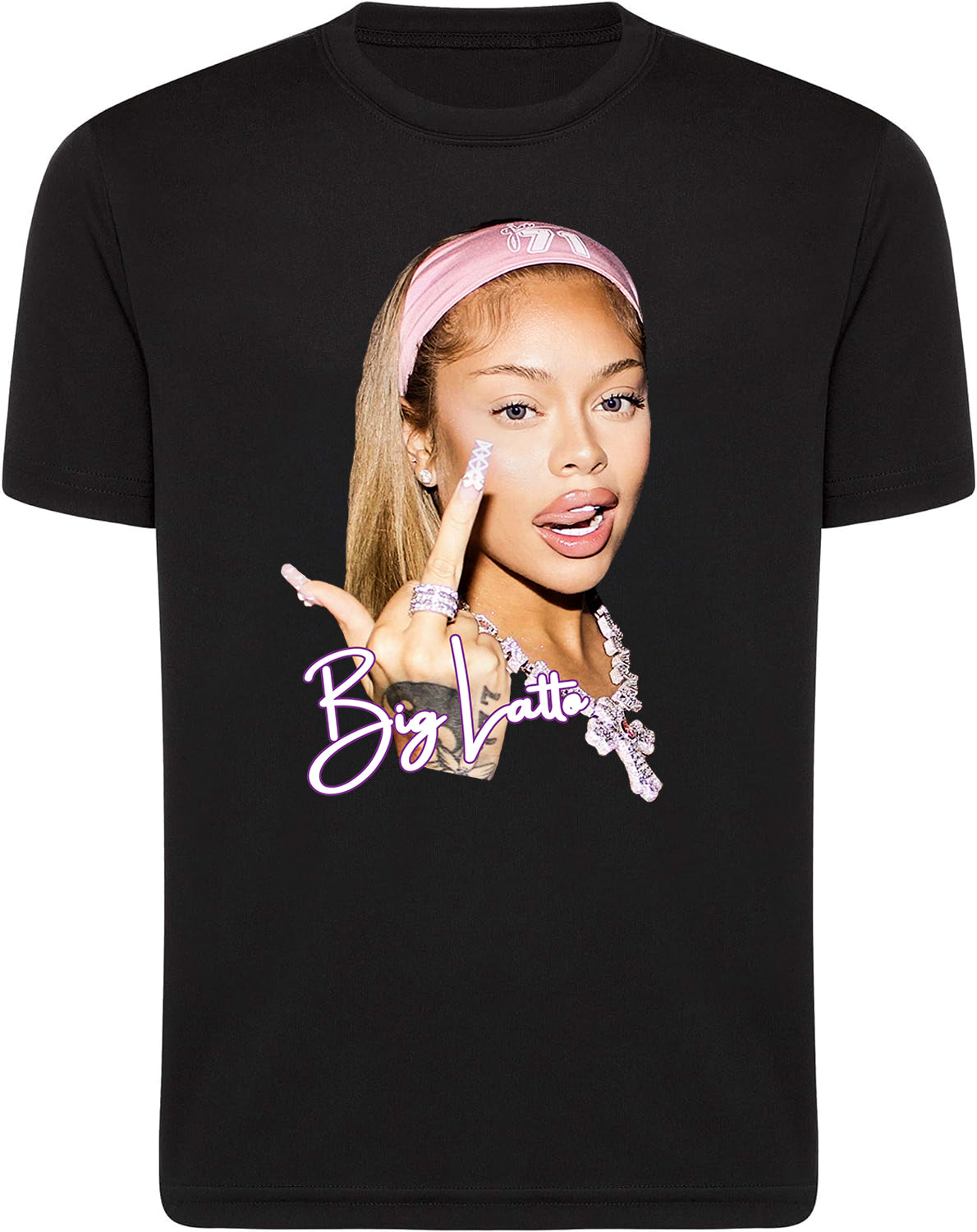 Latto Celebrity Big Face Black T-Shirts