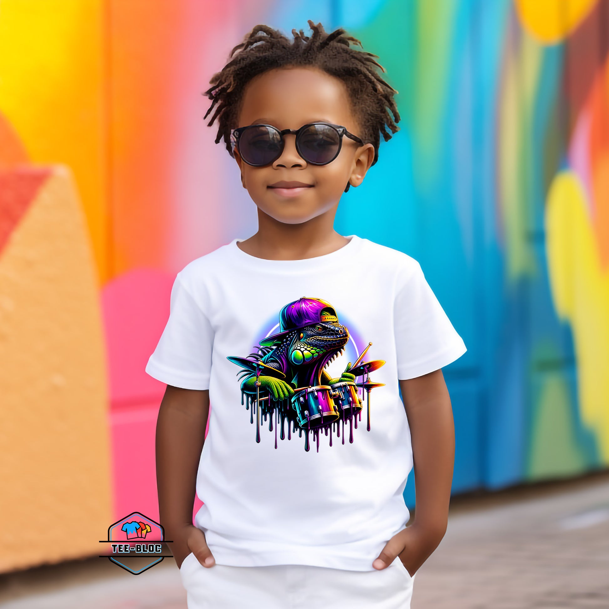 Cool Drummer Iguana Kid's T-Shirts Model