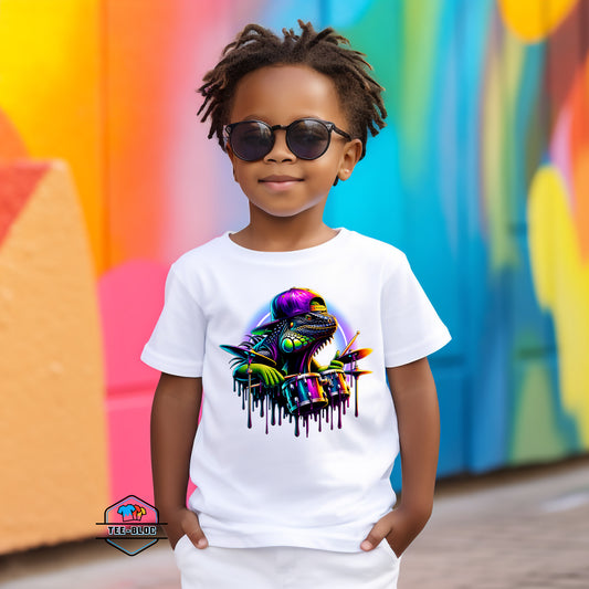 Cool Drummer Iguana Kid's T-Shirts Model