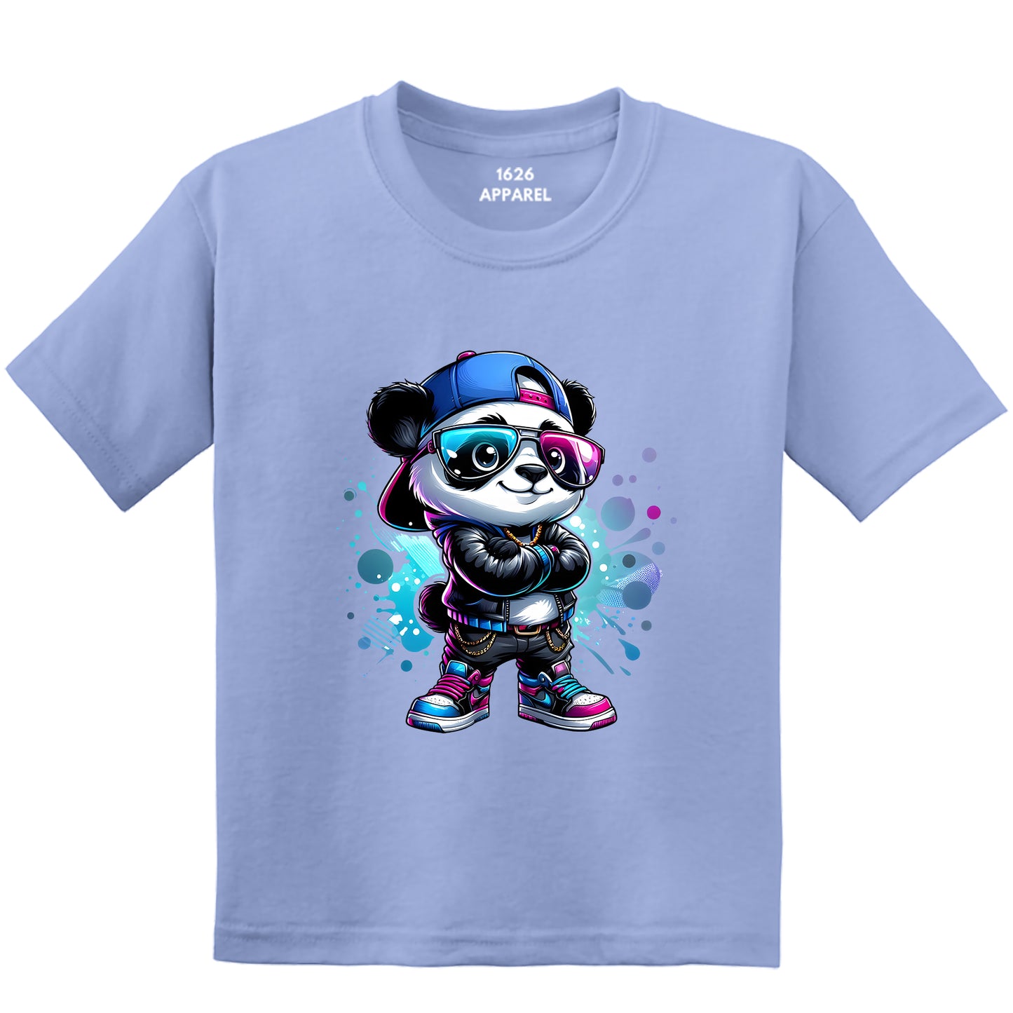 Kid's Cool Panda Carolina Blue T-Shirts