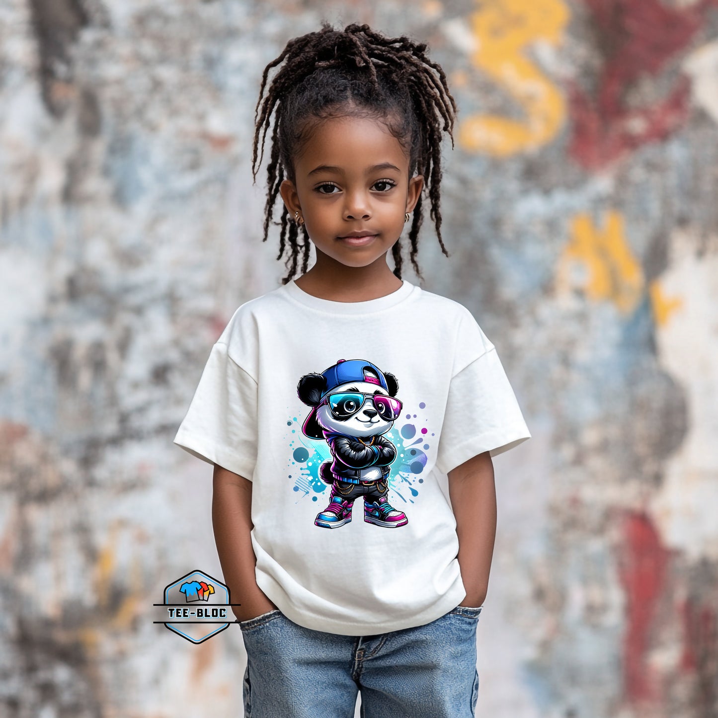 Kid's Cool Panda White T-Shirts Model 2