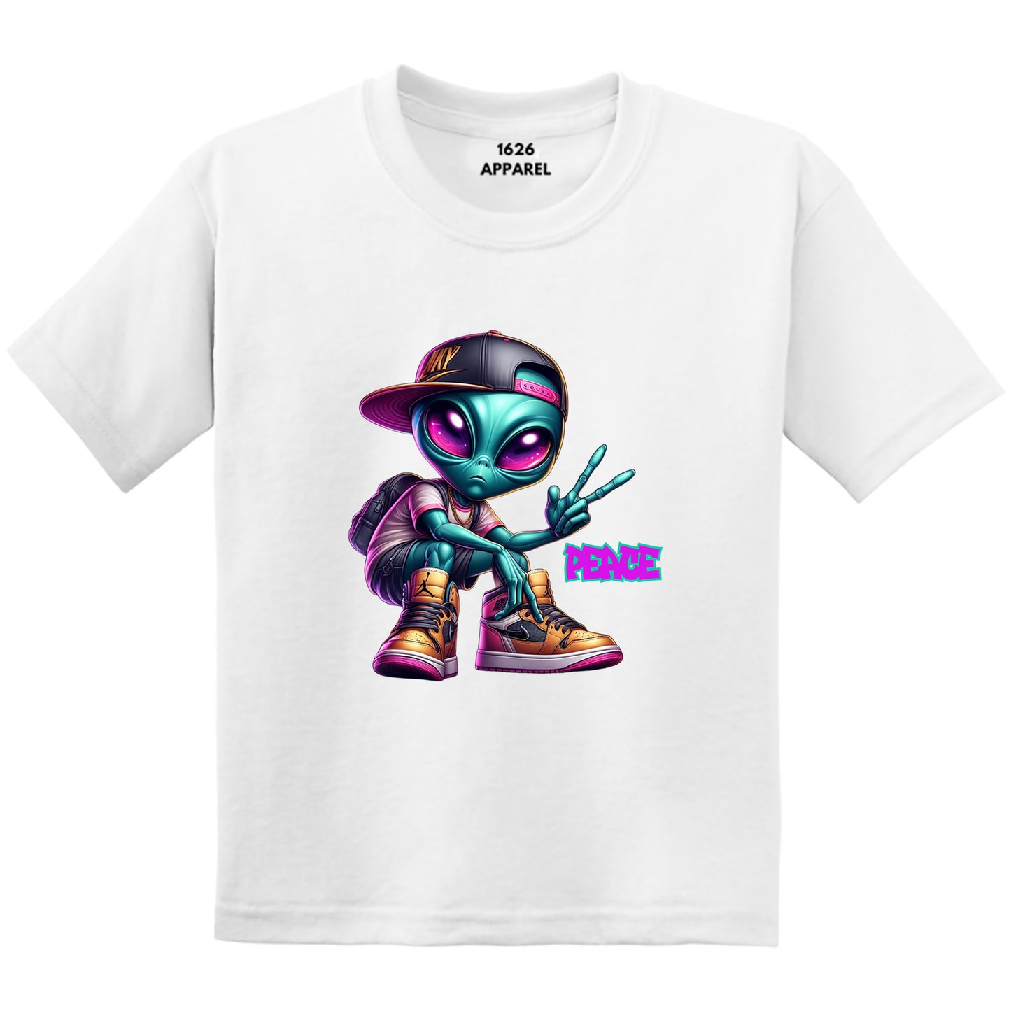 White Kids Peace Out Alien T-Shirts