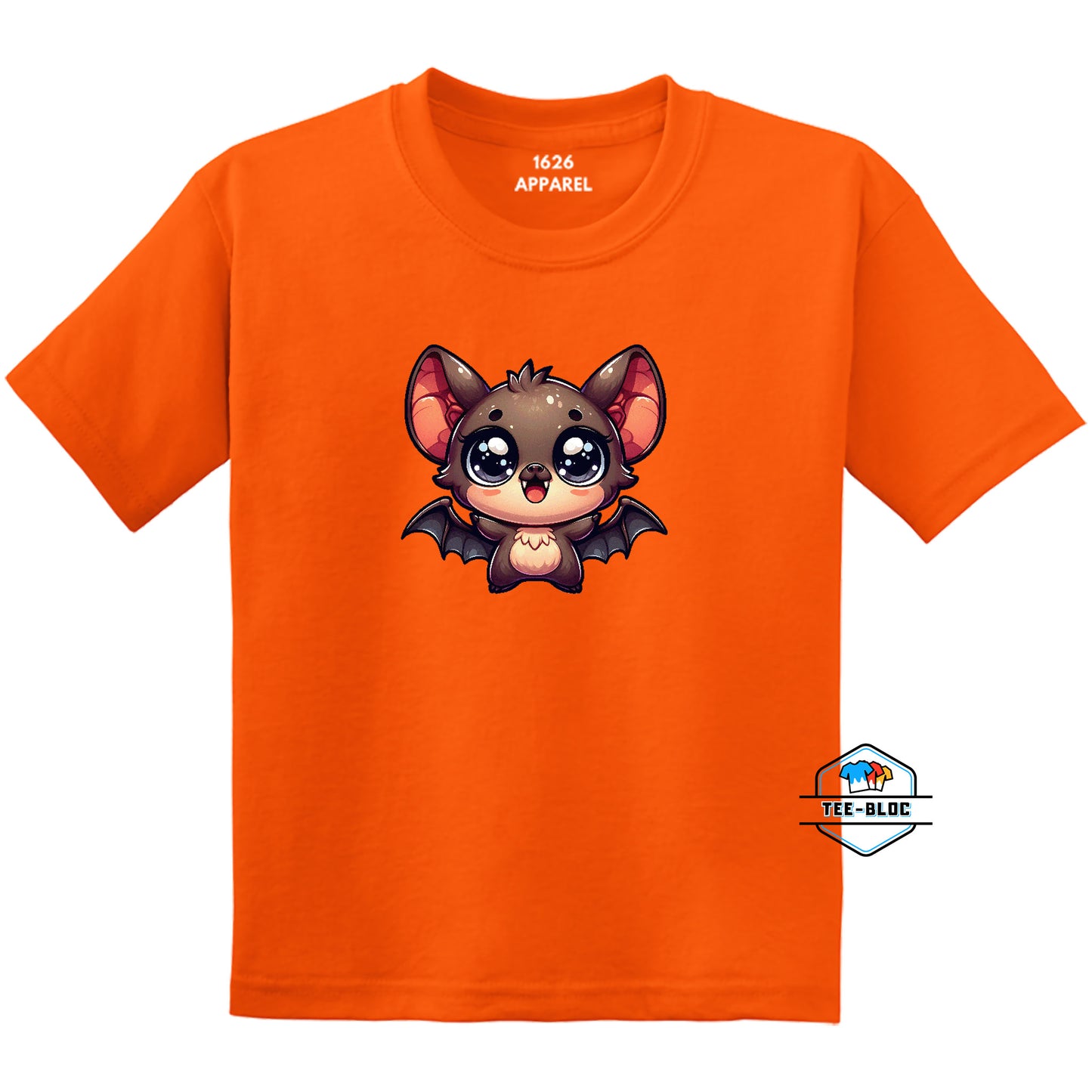Kids' Cute Bat Halloween Graphic Orange T-Shirts