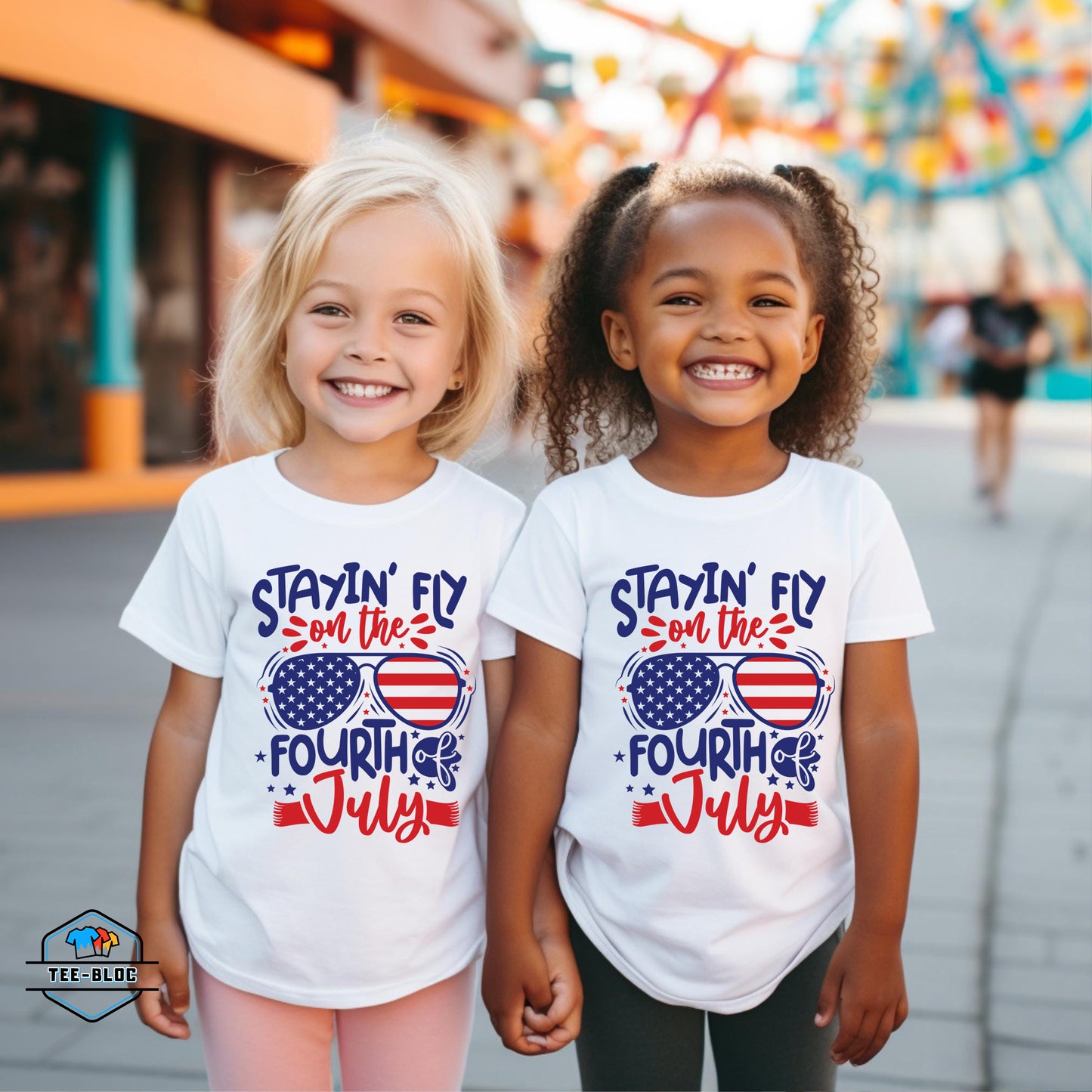 Kid's Staying Fly on the Fourth of July Graphic Printed White Tees Models