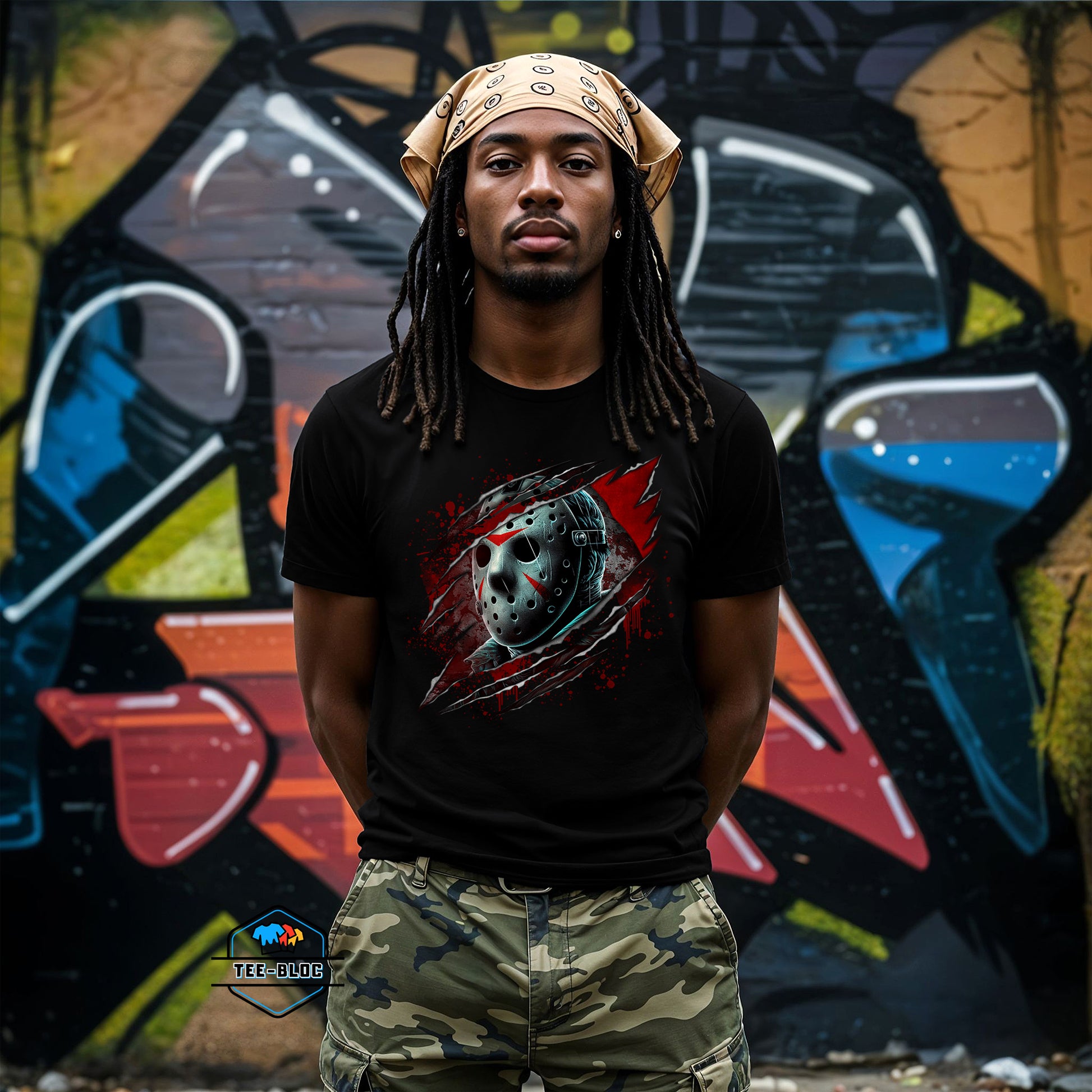 Jason Voorhees Friday 13th Halloween Black Tees Male Model