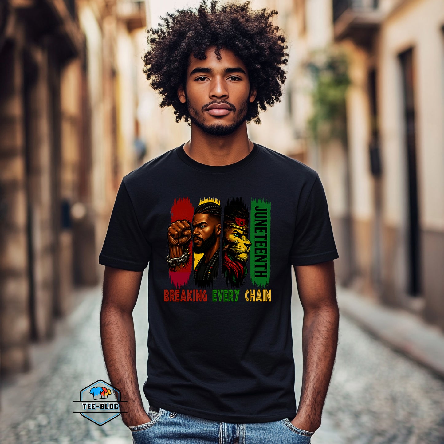 Juneteenth Break Every Chain Men's Black T-Shirts Model 2