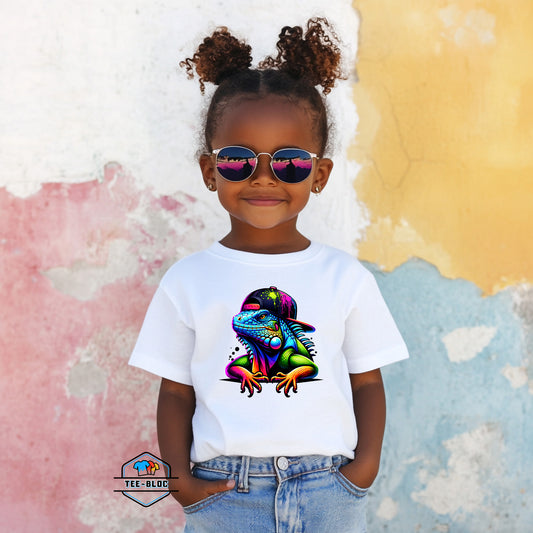Kid's Cool Iguana White T-Shirts Model
