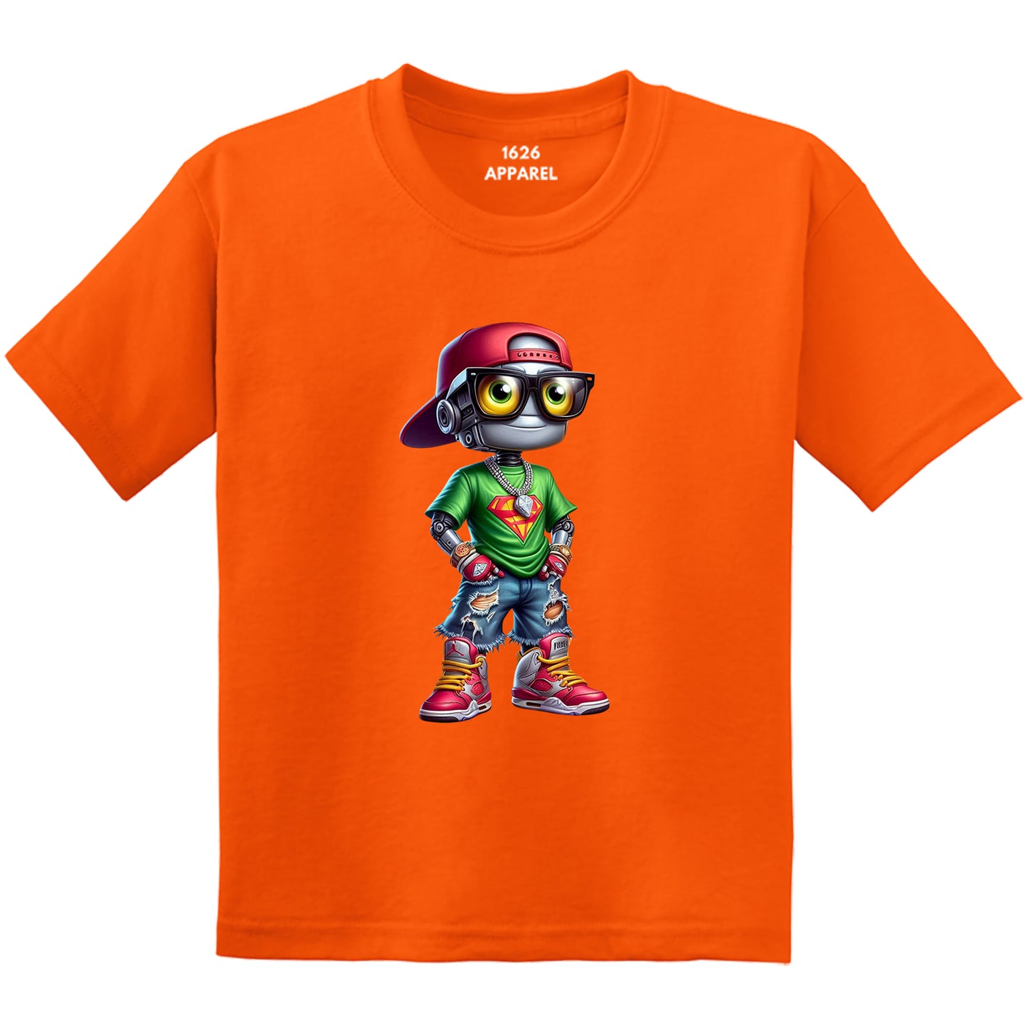 Nerdy Cool Robot Orange T-Shirts