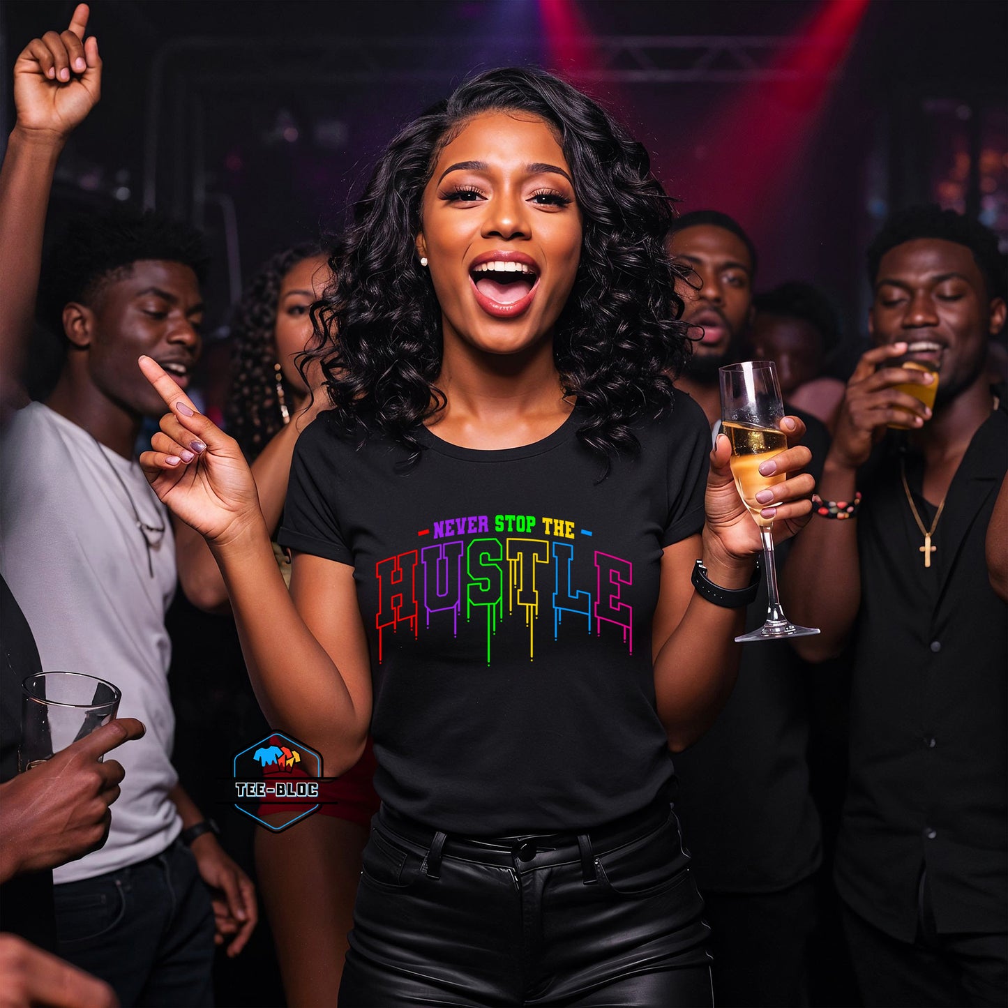Never Stop The Hustle University Black Tees Model 2