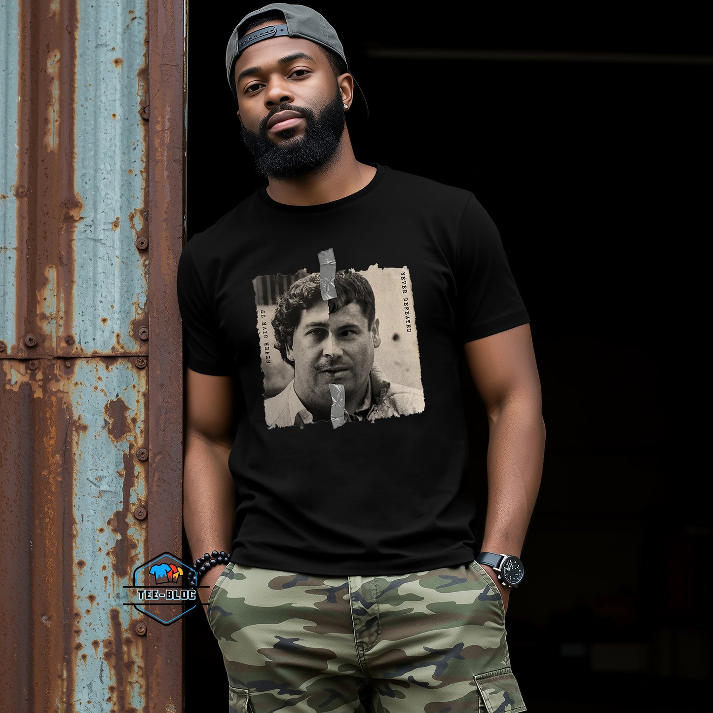 Pablo Escobar & El Chapo Narcos Black Tee Model