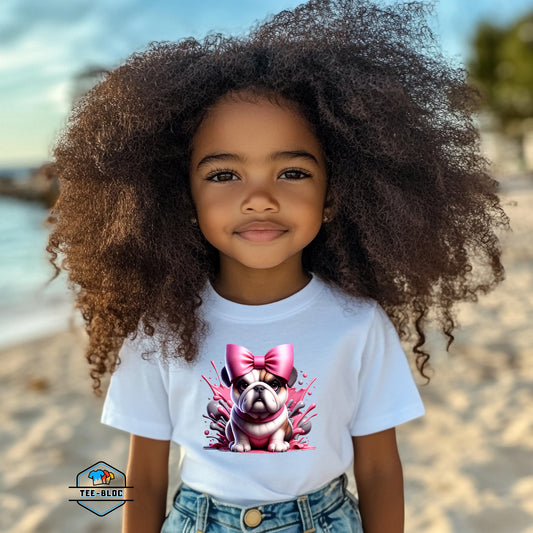 Kids Pink Bulldog T-Shirts Model