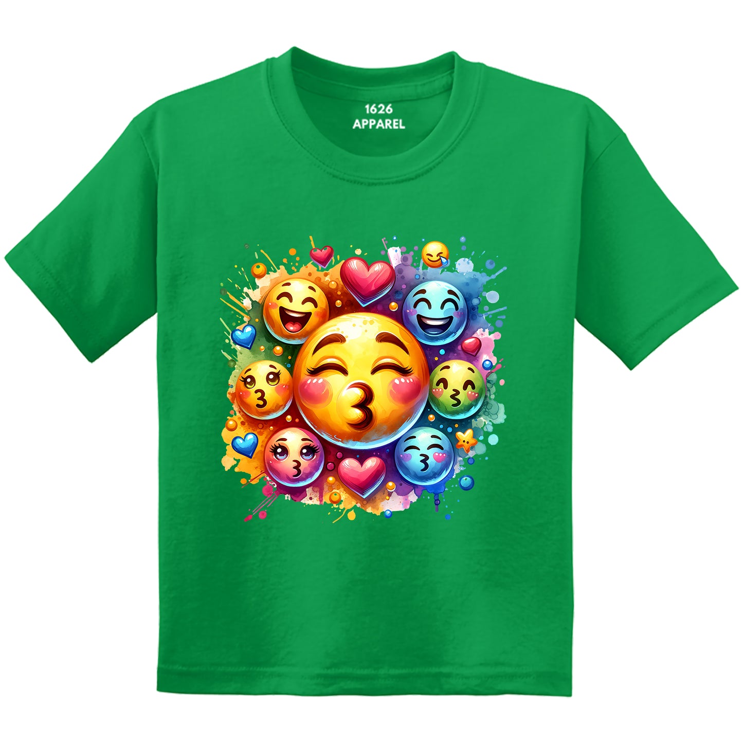 Playful Emojis Green T-Shirts