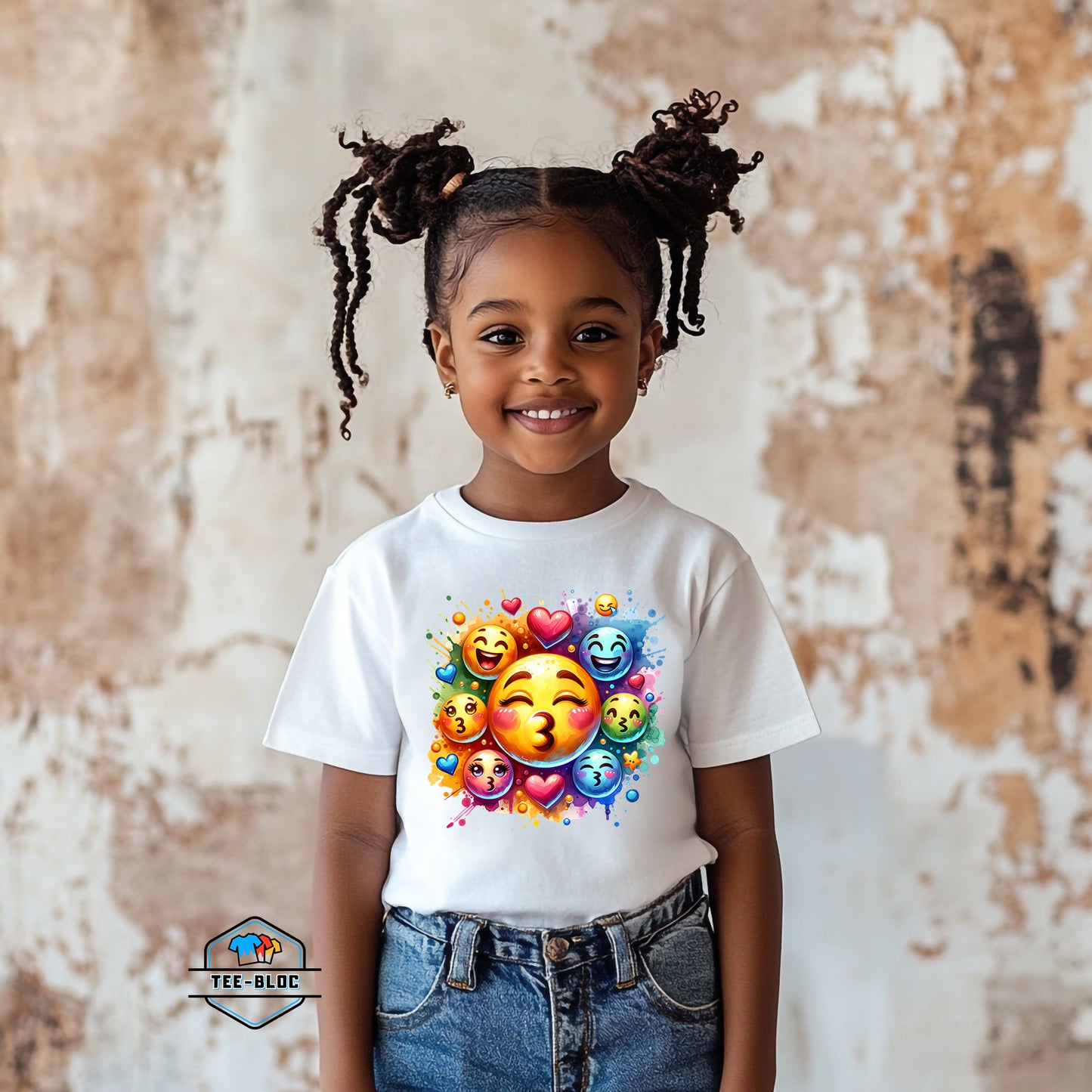 Playful Emojis White T-Shirts Model