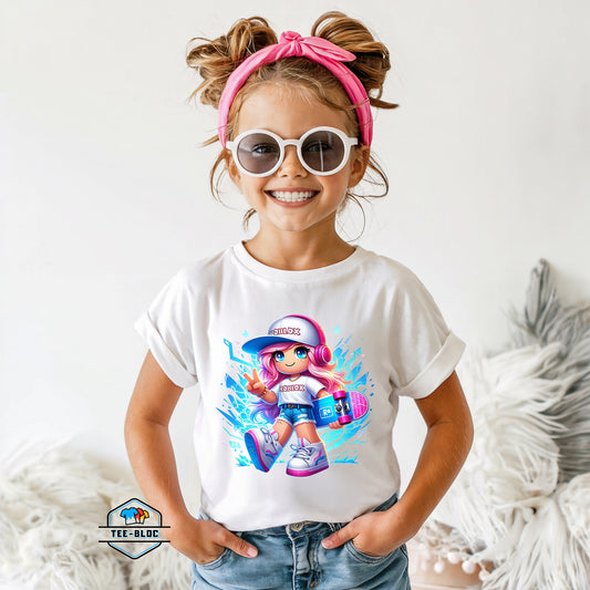 Roblox Skateboarder Girl White T-Shirts Model