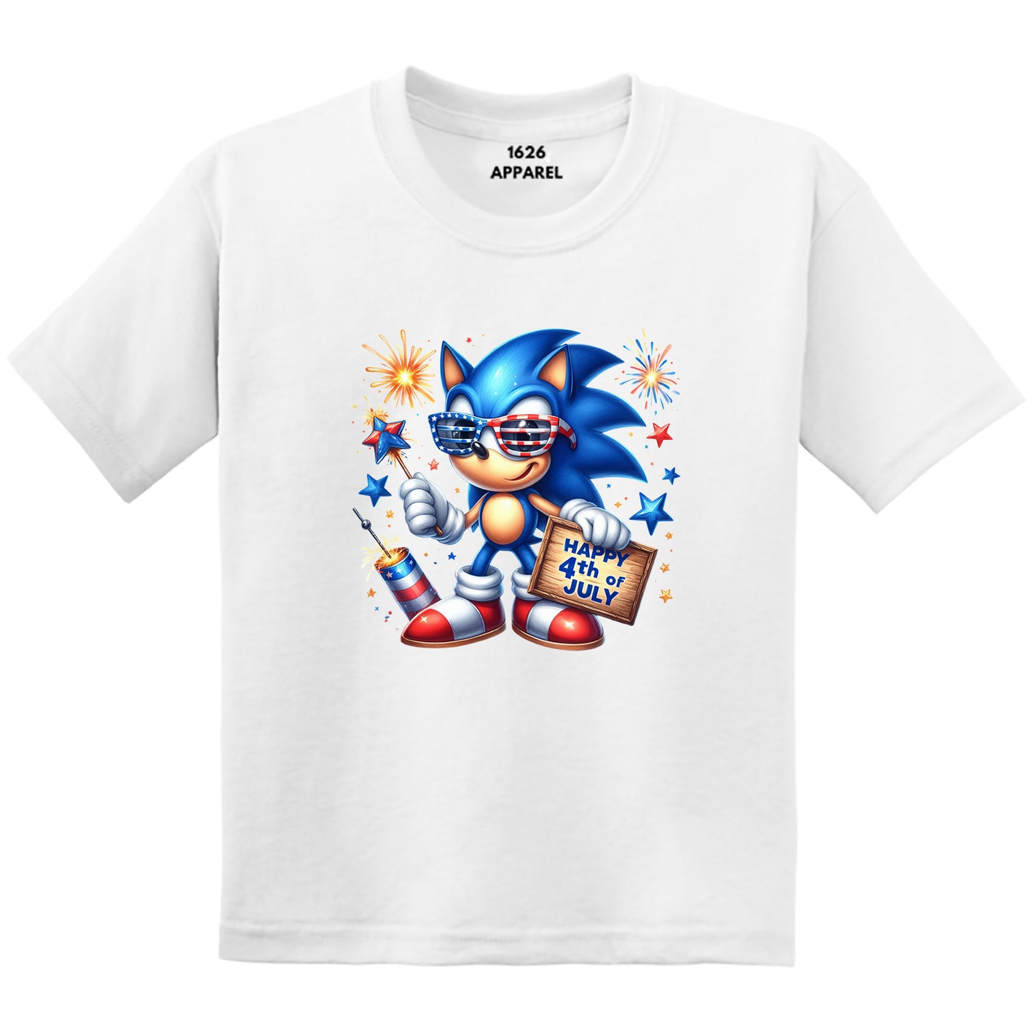 Kid's Sonic the Hedge Hog Fourth of July White Tees