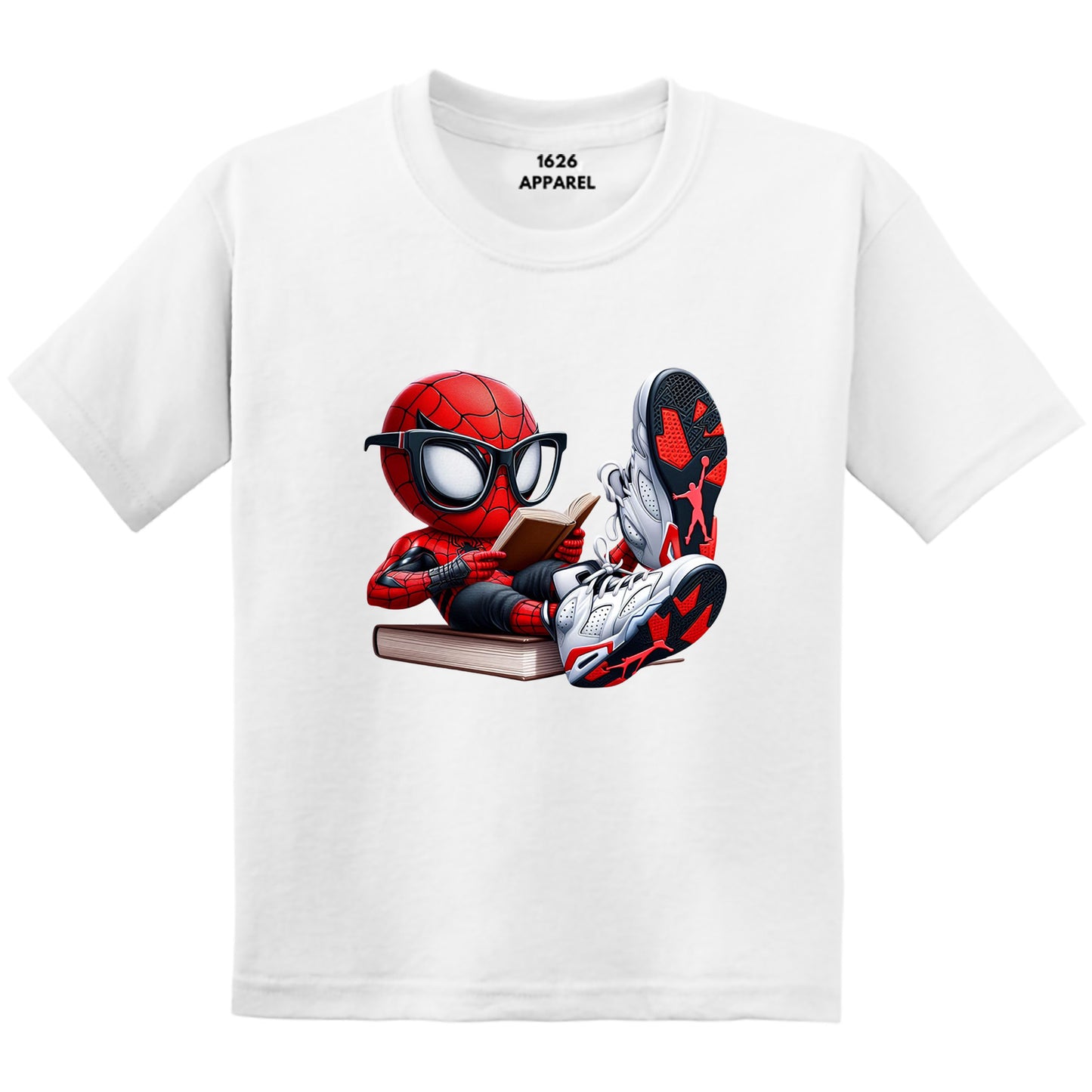 White Spider-Boy Reading Book T-Shirts