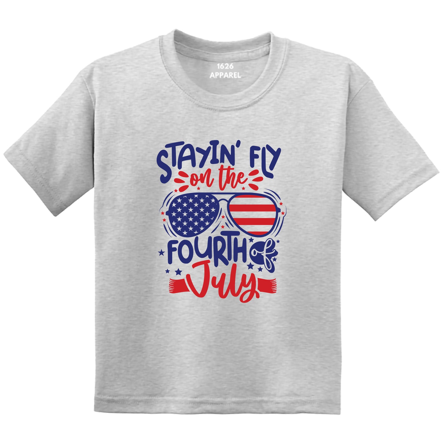 Kid's Staying Fly on the Fourth of July Graphic Printed Gray T-Shirts