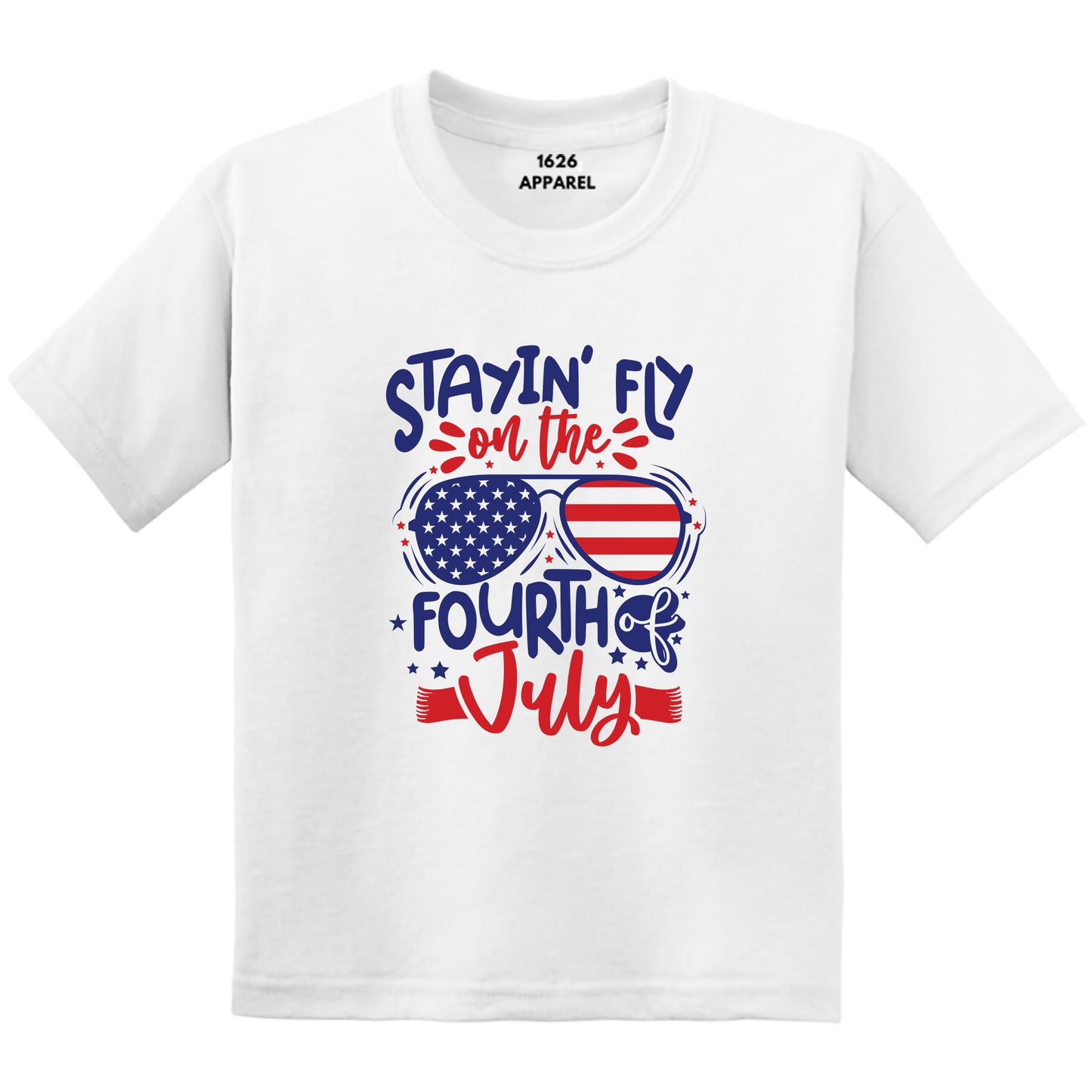 Kid's Staying Fly on the Fourth of July Graphic Printed White T-Shirts