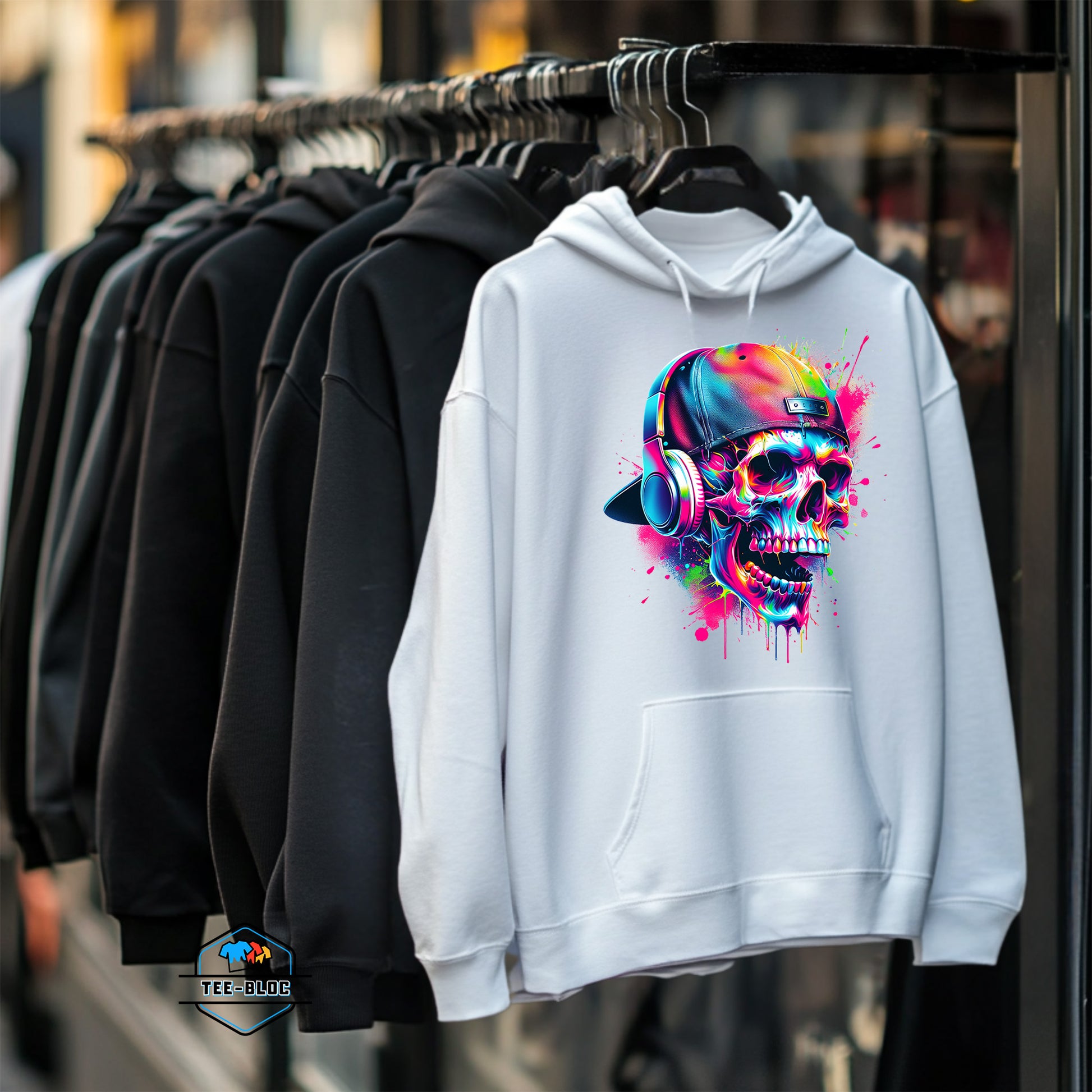 Skull Gang Graphic Printed Hoodies Rack