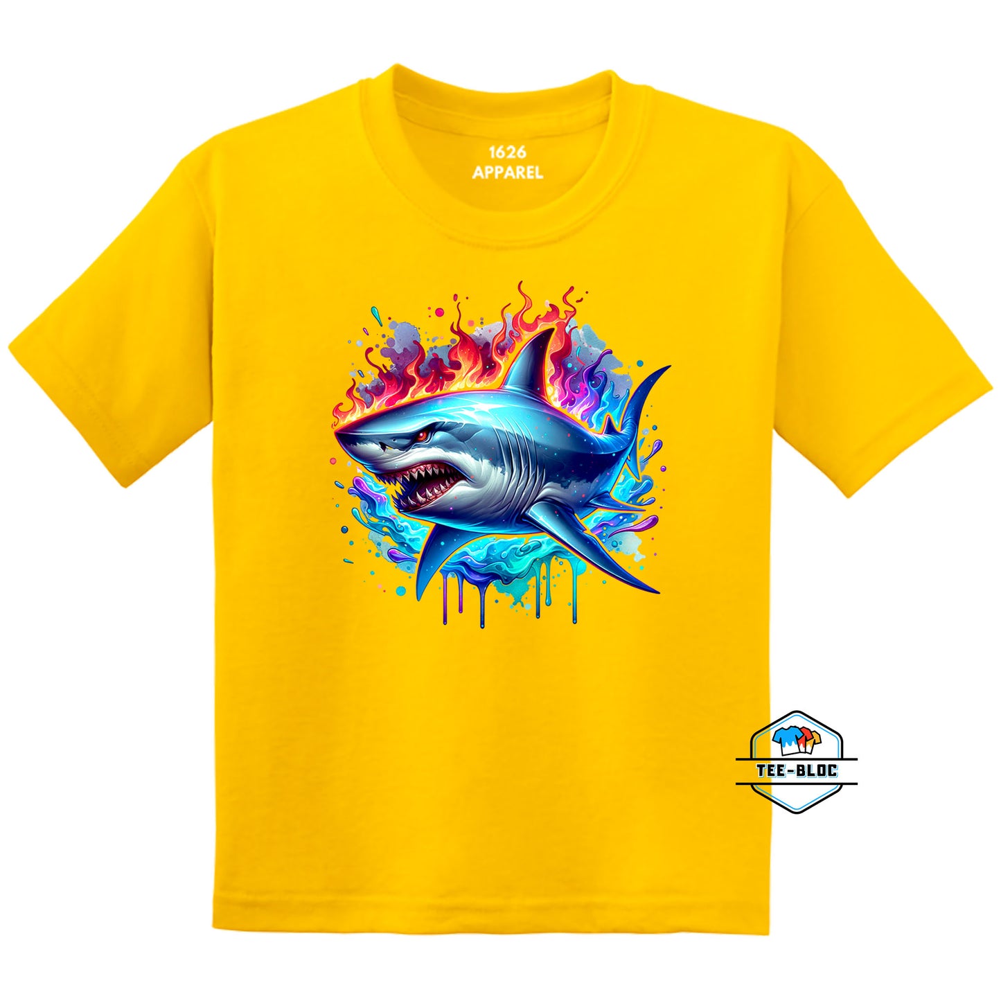 Angry Shark Yellow Youth T-Shirts