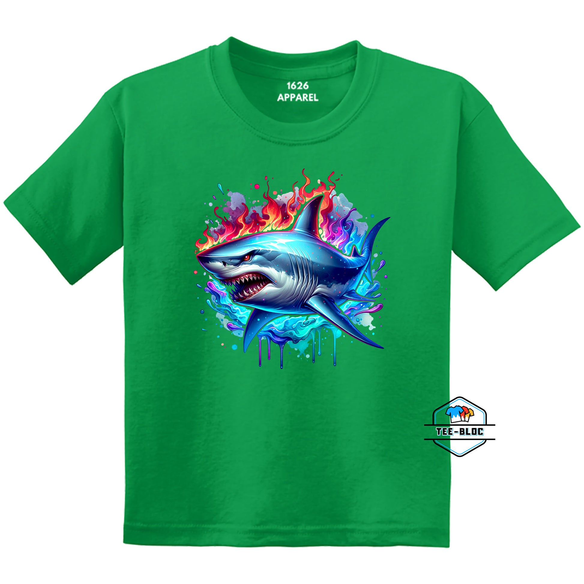 Angry Shark Green Youth T-Shirts