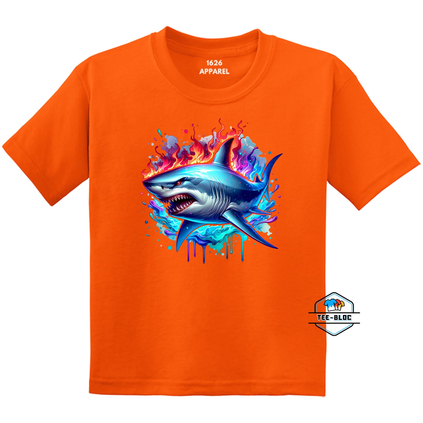 Angry Shark Orange Youth T-Shirts