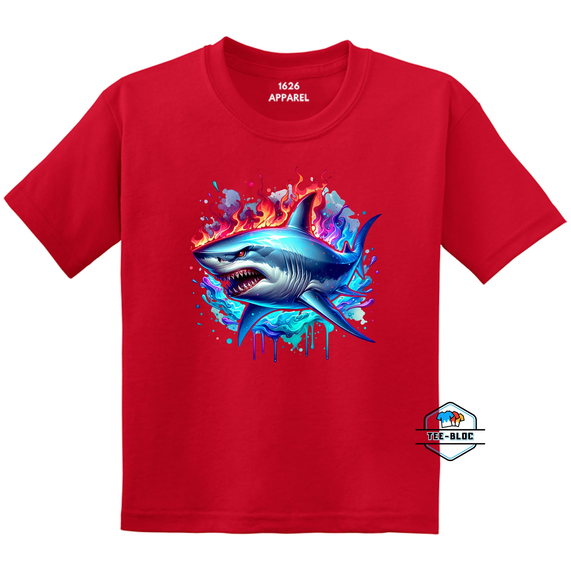 Angry Shark Red Youth T-Shirts