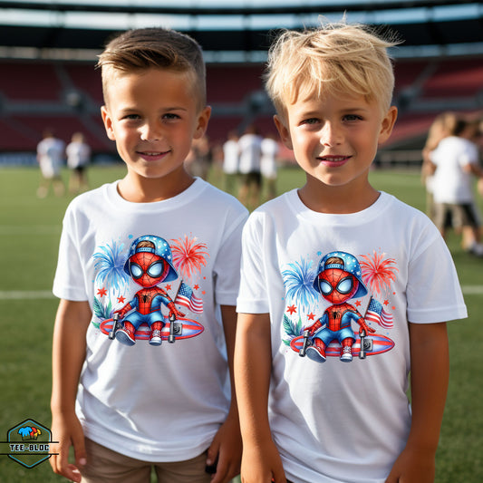 Kid's Baby Spider-Man Fourth of July White Tees