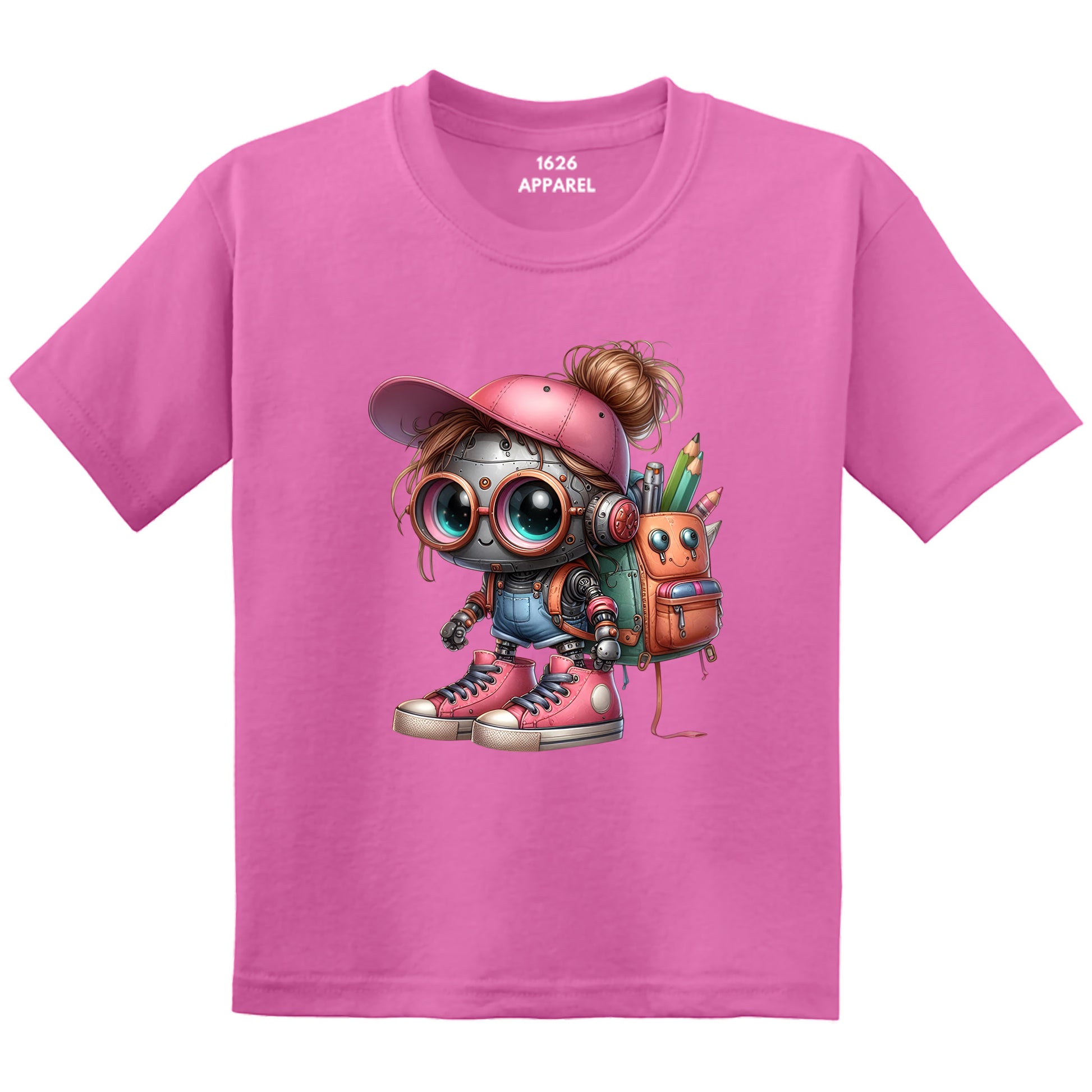 Back To School Female Student Robot Pink T-Shirts