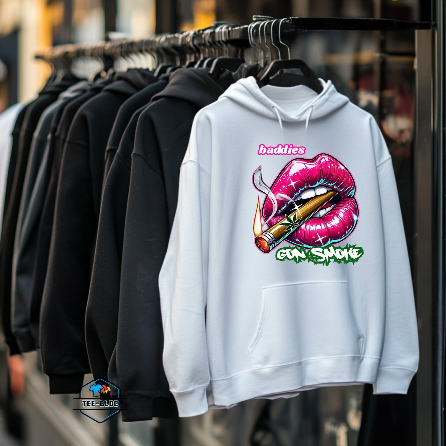 Baddies Gon Smoke Graphic Printed Hoodies Rack