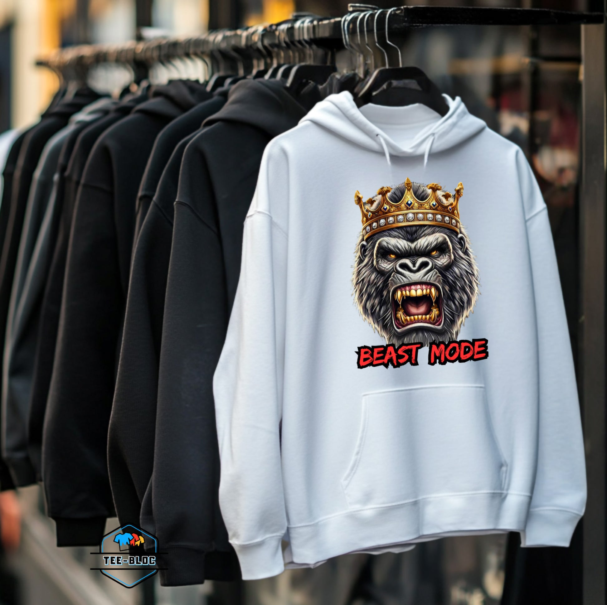 Beast Mode King Gorilla Graphic Printed Hoodies Rack