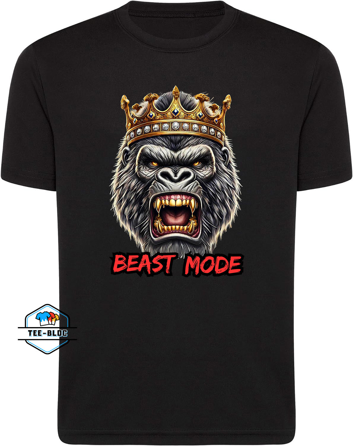 Beast Mode King Gorilla Graphic Printed Black T-Shirts