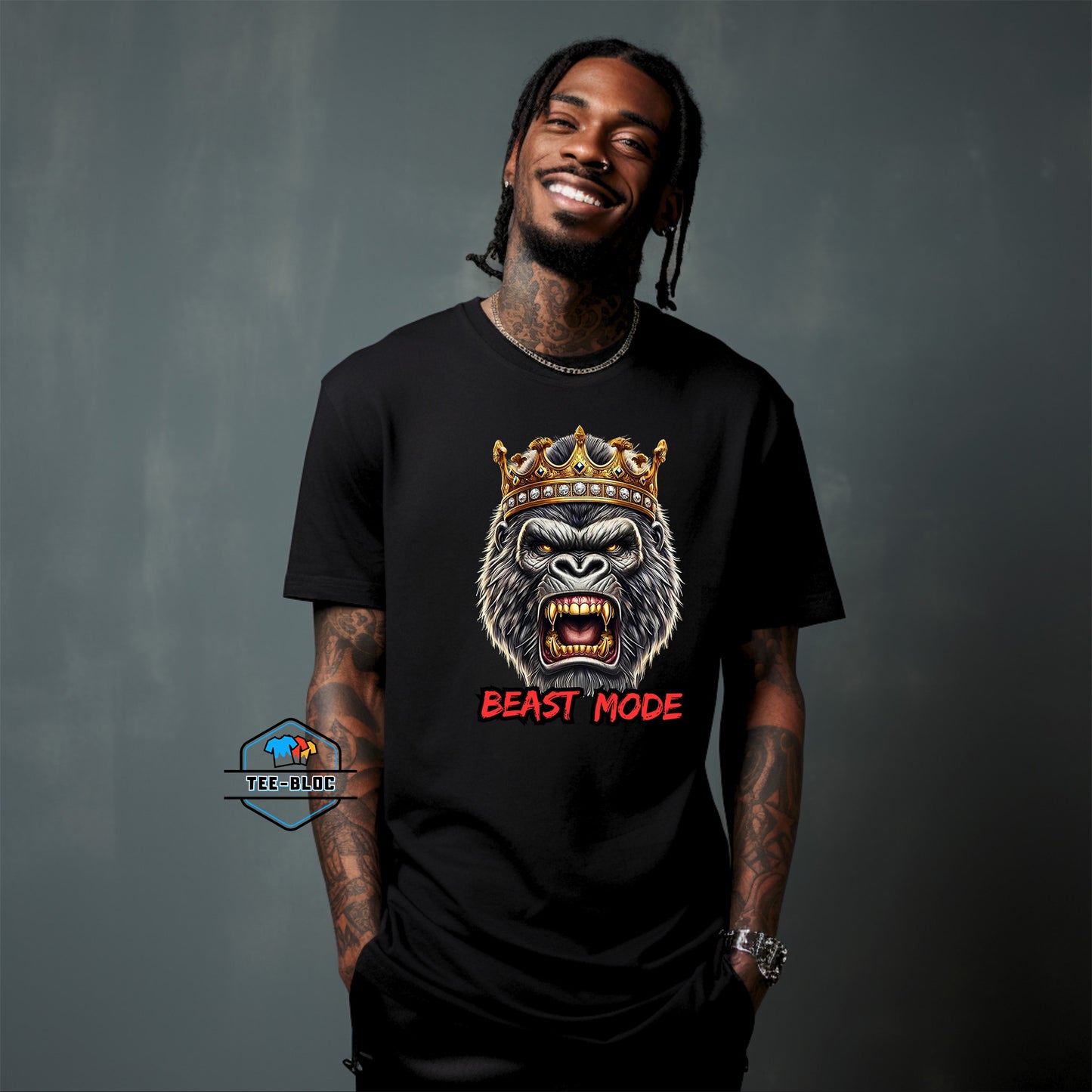 Beast Mode King Gorilla Graphic Printed T-Shirts Model