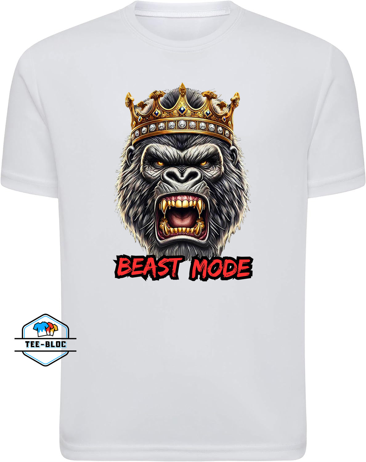 Beast Mode King Gorilla Graphic Printed White T-Shirts