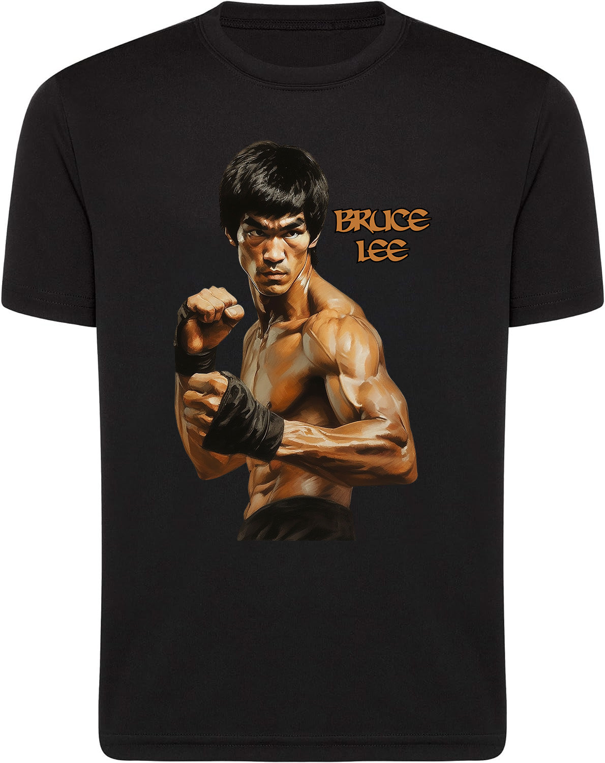 Bruce Lee Celebrity Faces Graphic Printed Black T-Shirts 1