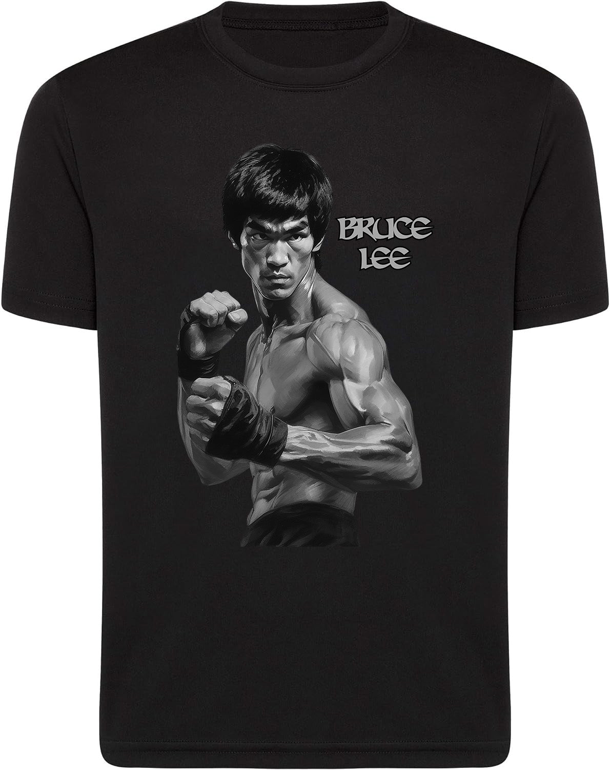 Bruce Lee Celebrity Faces Graphic Printed Black T-Shirts 2