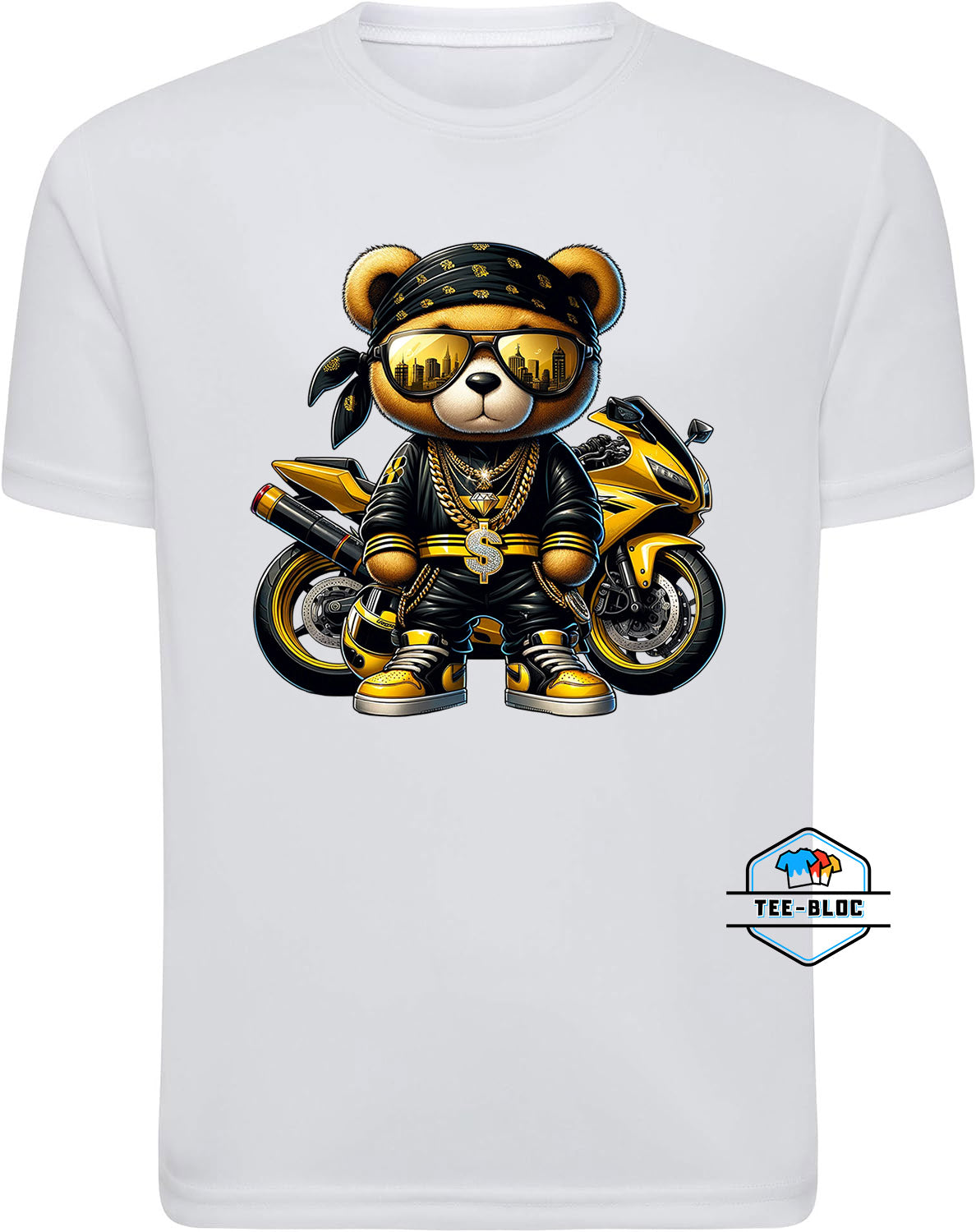 Cool Biker Bear white