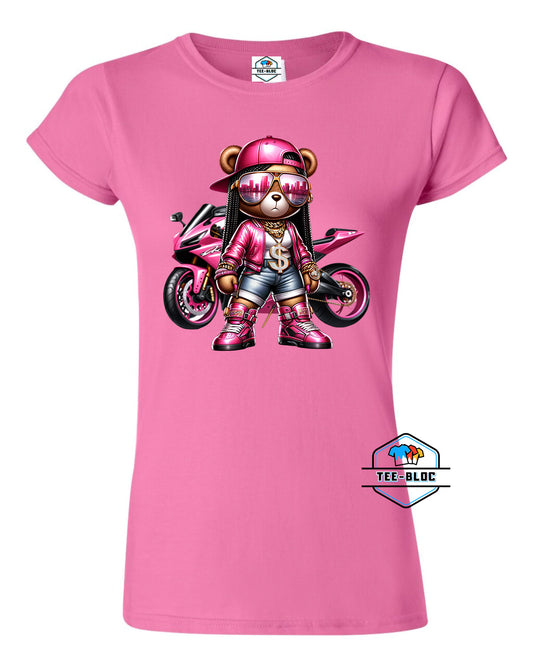 Female Biker Bear pink