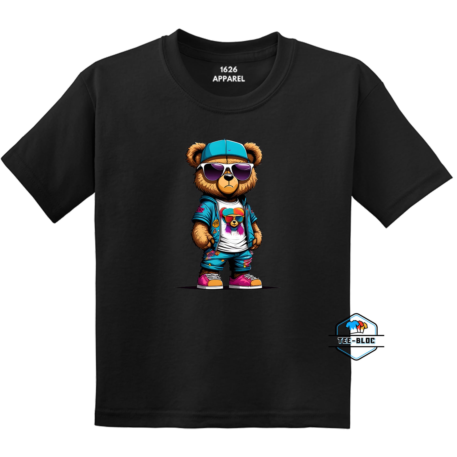 Cool Teddy Bear Black Youth T-Shirts