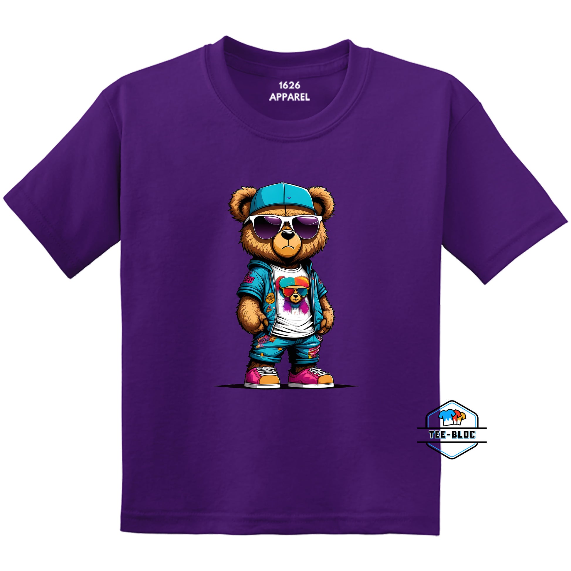 Cool Teddy Bear Purple Youth T-Shirts