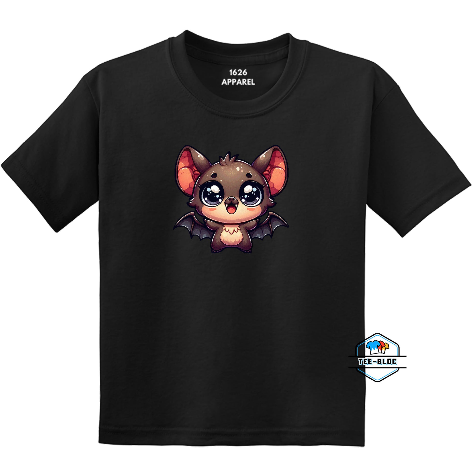 Kids' Cute Bat Halloween Graphic Black T-Shirts