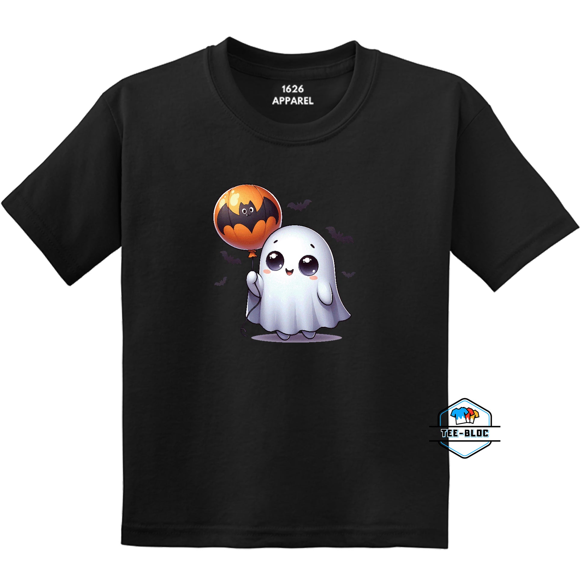 Kids' Cute Ghost Halloween Graphic Black T-Shirts