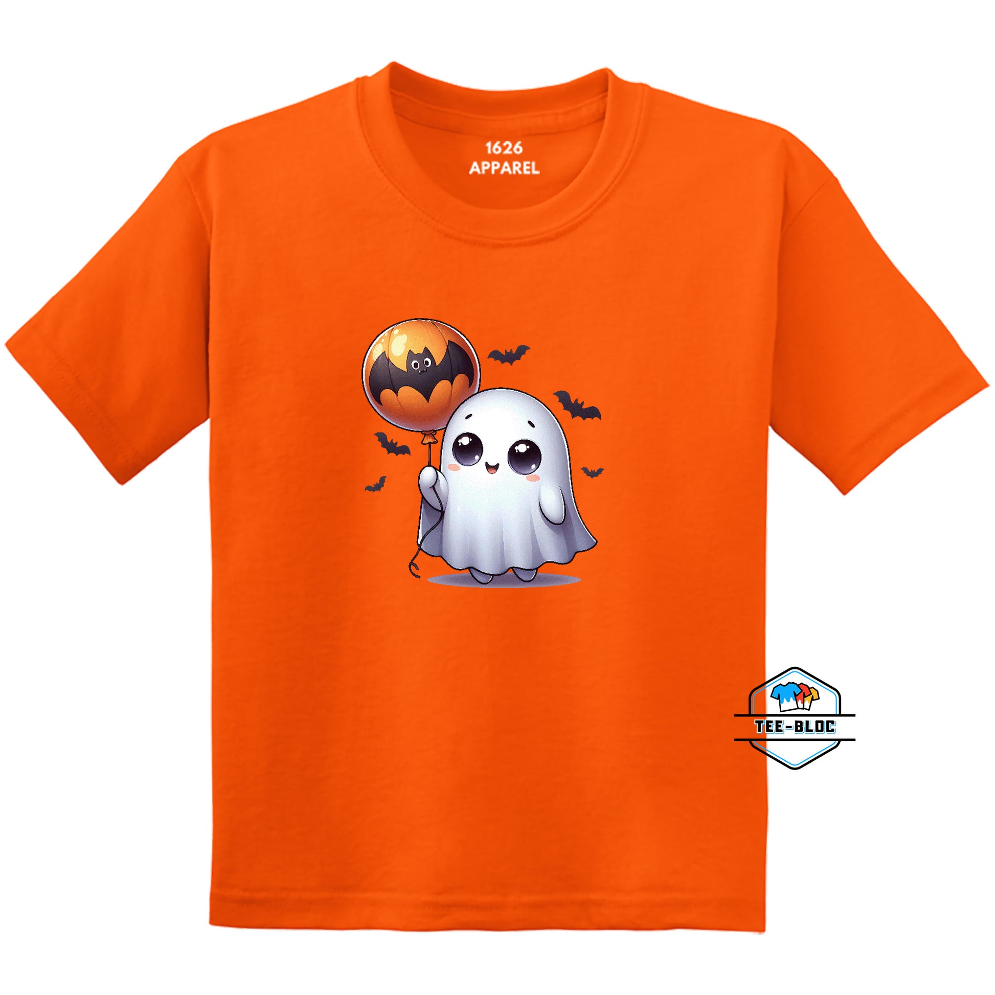 Kids' Cute Ghost Halloween Graphic Orange T-Shirts