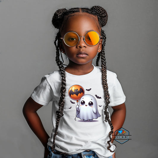 Kids' Cute Ghost Halloween Graphic White T-Shirts