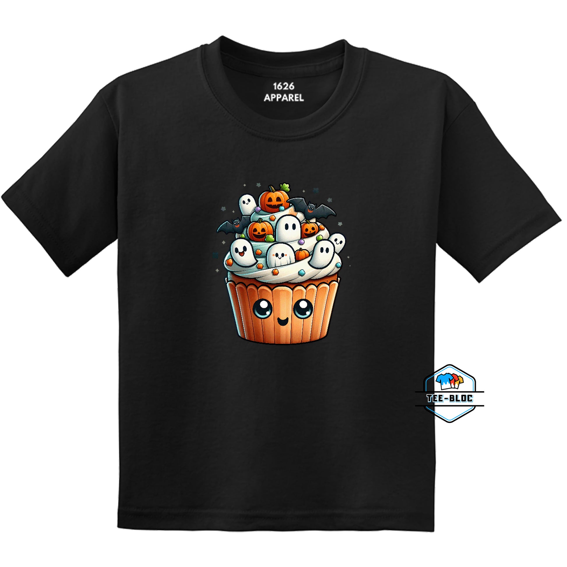 Kids' Halloween Cupcake Black Graphic T-Shirts